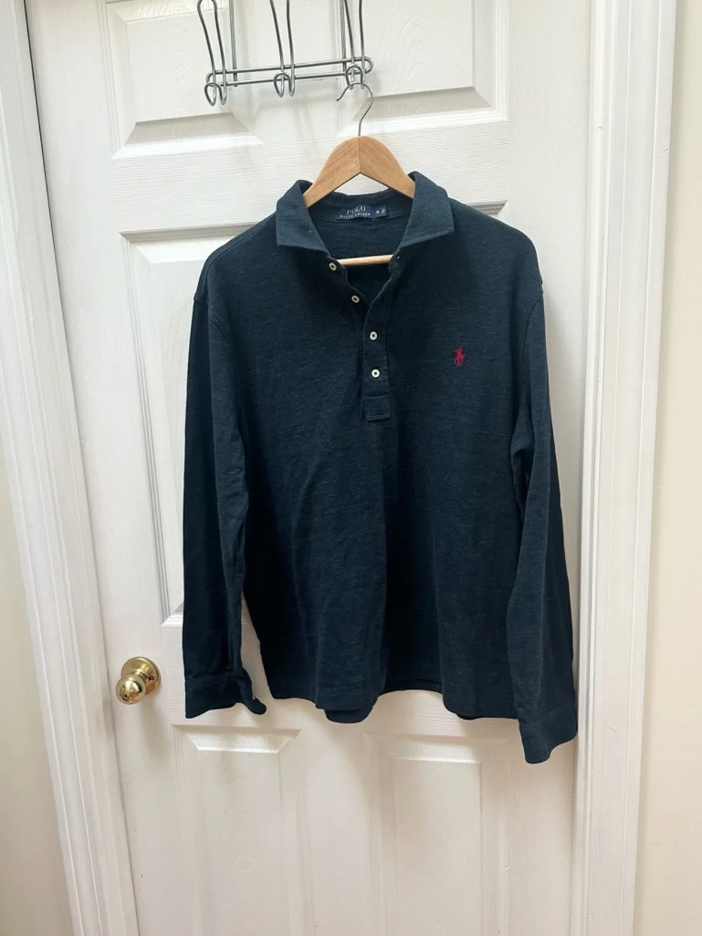 Polo Ralph Lauren navy blue Long Sleeve Polo Red logo xl